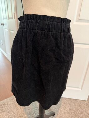 Black Corduroy Paper Bag Waist Skirt